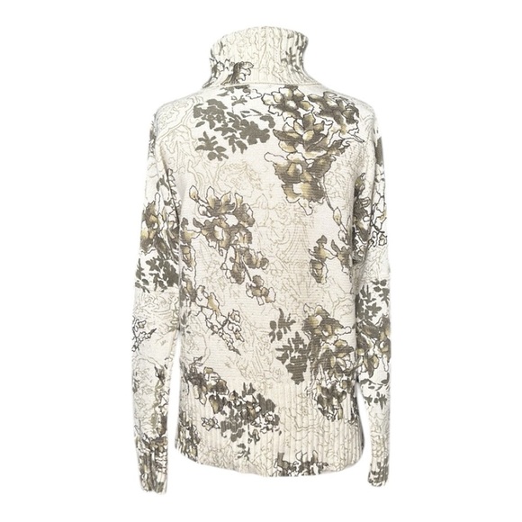J. JILL Botanical Print Chunky Sweater Turtleneck Cotton Angora Blend Size Large - Picture 7 of 13